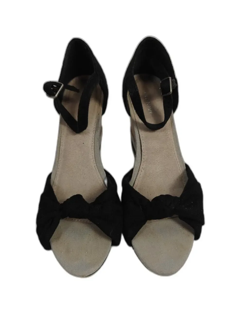 Womens Old Navy Wedge Sandals Black Tan Size 7
